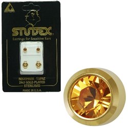 Birthstone Studs - Reg Bezel Gold - November / Topaz